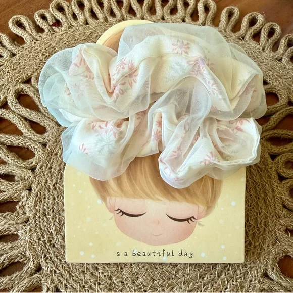 Floral Sheer Hair Scrunchie - Picture 1 of 2